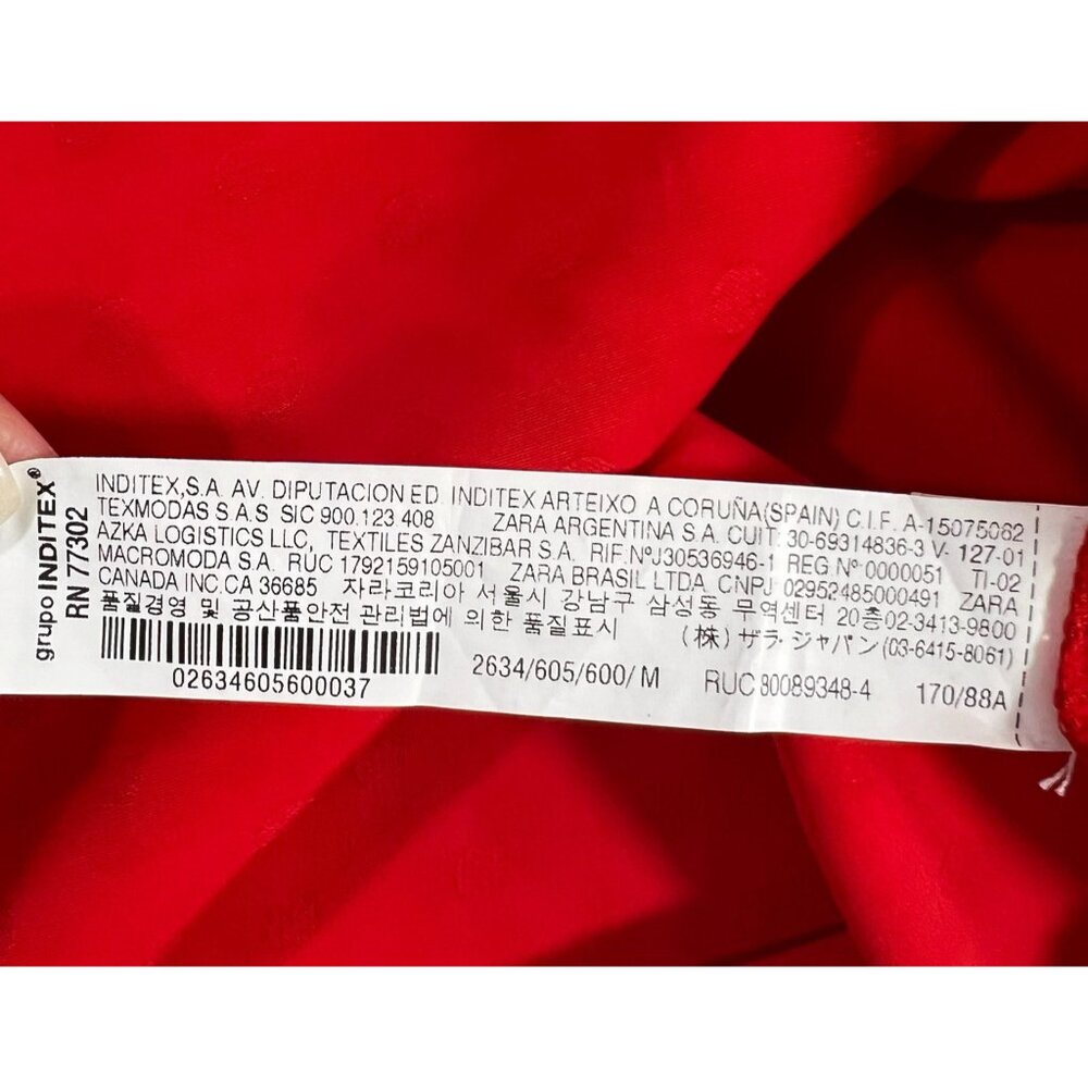 ZARA Women Red Jacquard Dotted Slip Dress Ruffle Medium Size Holiday Christmas - Picture 13 of 16